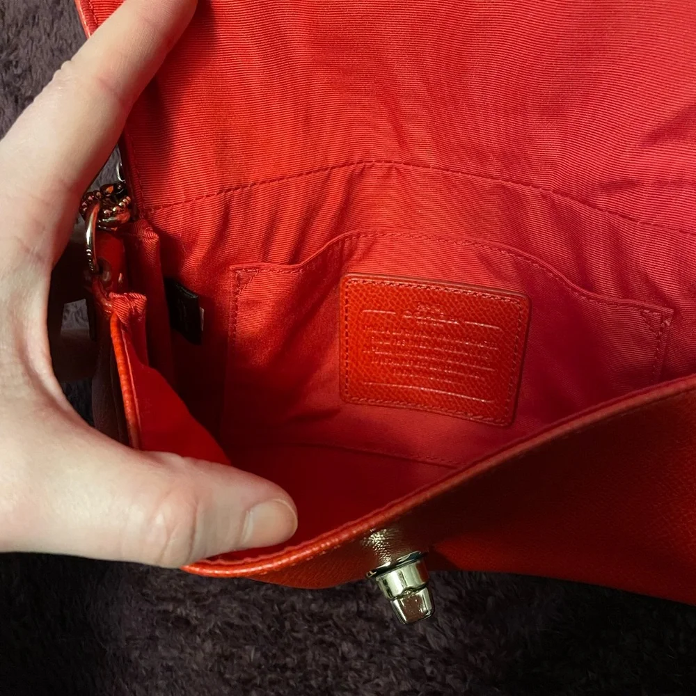 Coach Red Crossbody Bag with Gold Chain - Picture 4 of 14